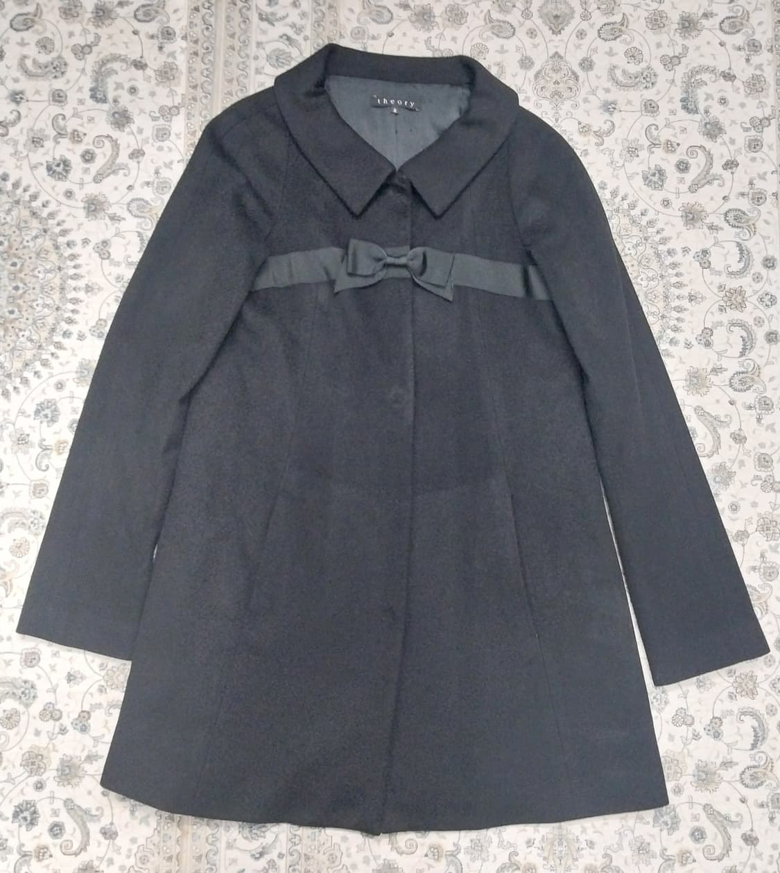 띠어리 리본 장식 블랙 피코트 2사이즈 상품이미지1