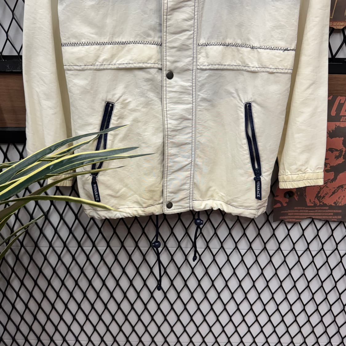 90s JPN VINTAGE 올드스쿨 아노락 후드 바람막이 아이보리 상품이미지4