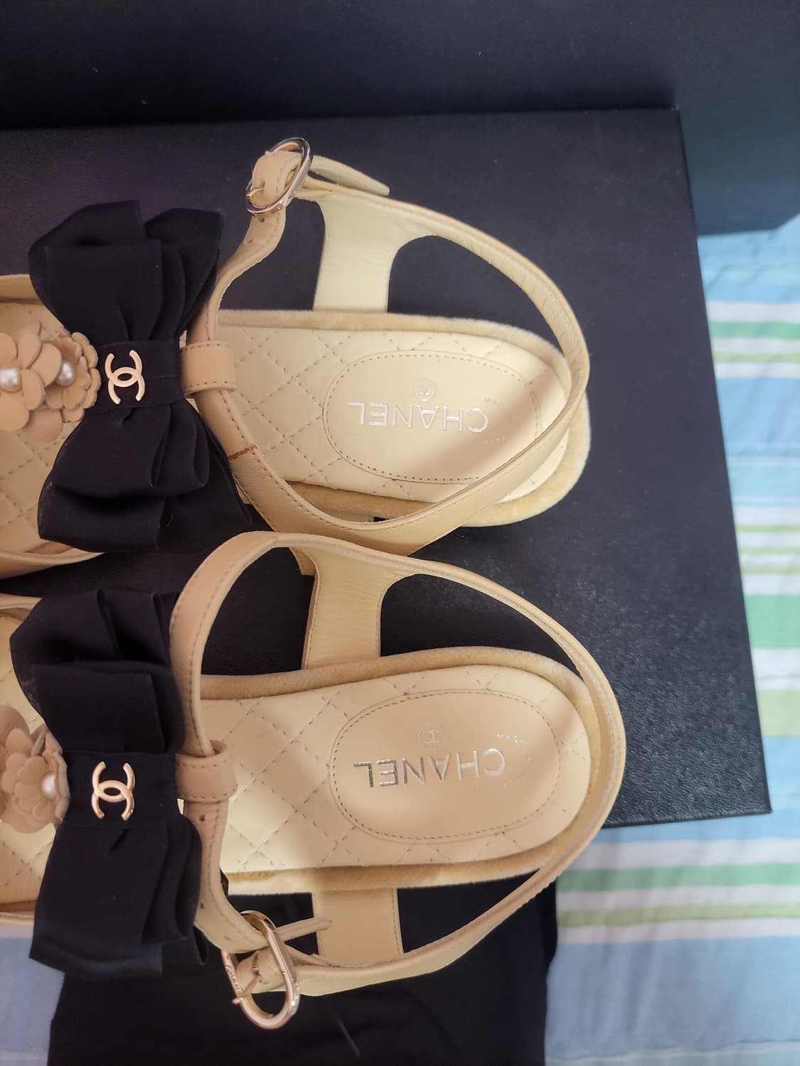 정품!급처새상품!샤넬 까멜리아 리본 메리제인플랫슈즈샌들 상품이미지3