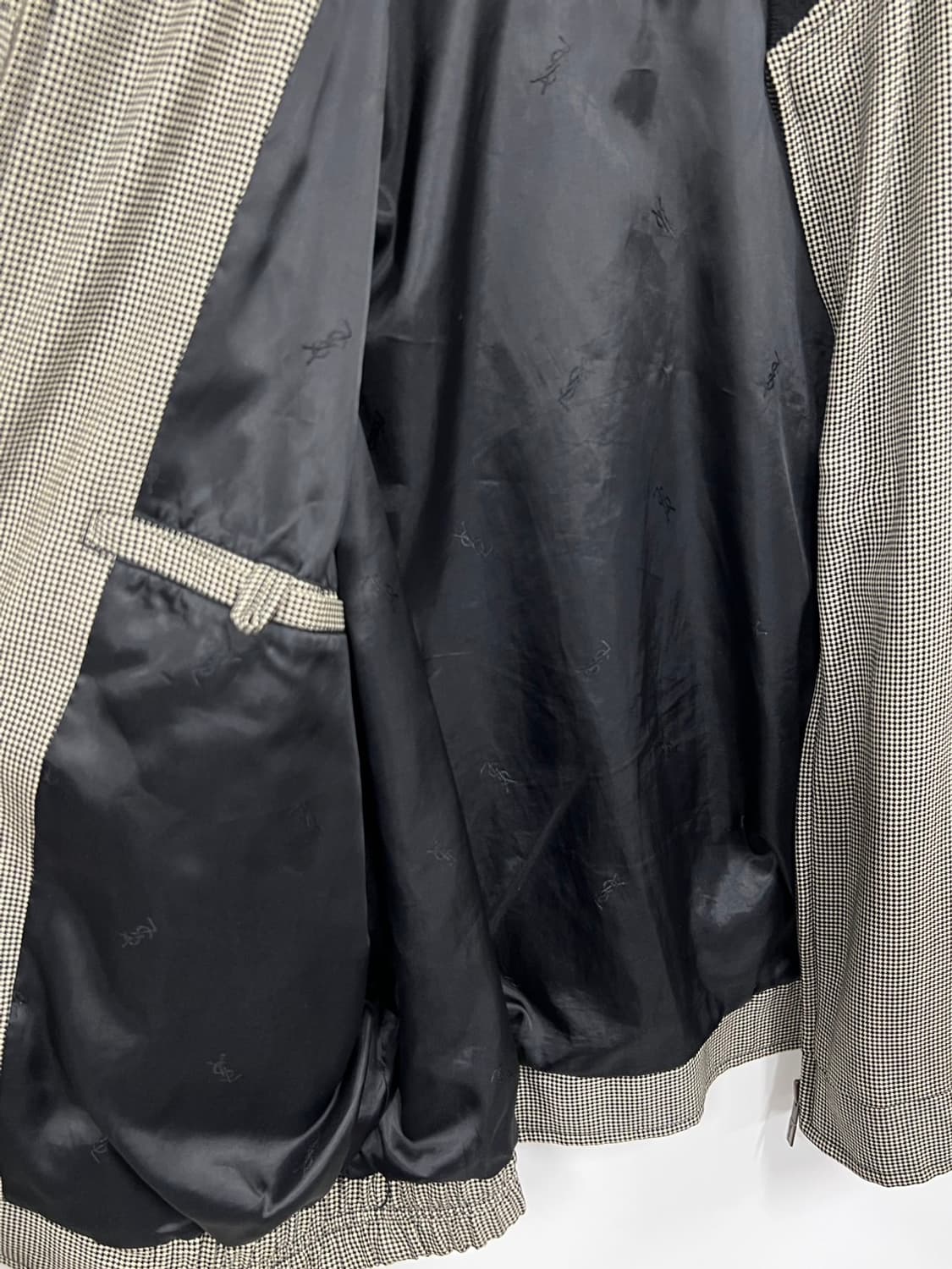 YSL 90s 입생로랑 잔체크 봄버 블루종 자켓 상품이미지4