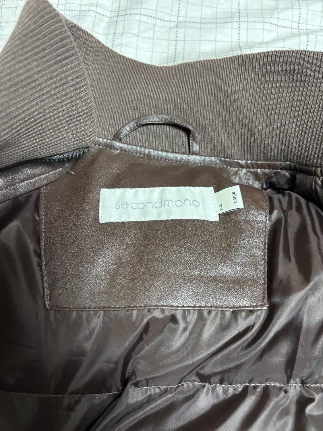 secondmono 레더 블루종 자켓 브라운 L 상품이미지2