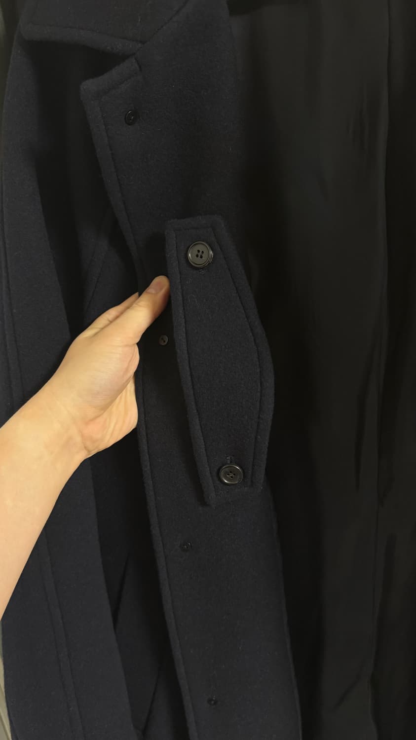 우드비 울 못사 레더 코트 네이비 2 wouldbe 상품이미지4