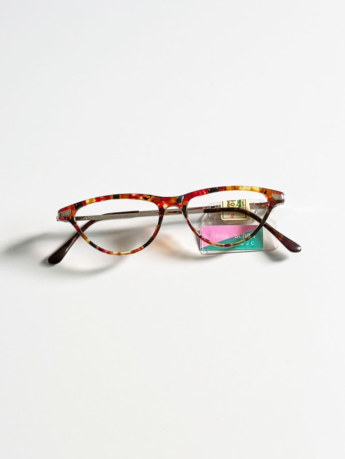 90s SEVA SCHAN 캣아이 뿔테 마블 빈티지 안경 상품이미지1