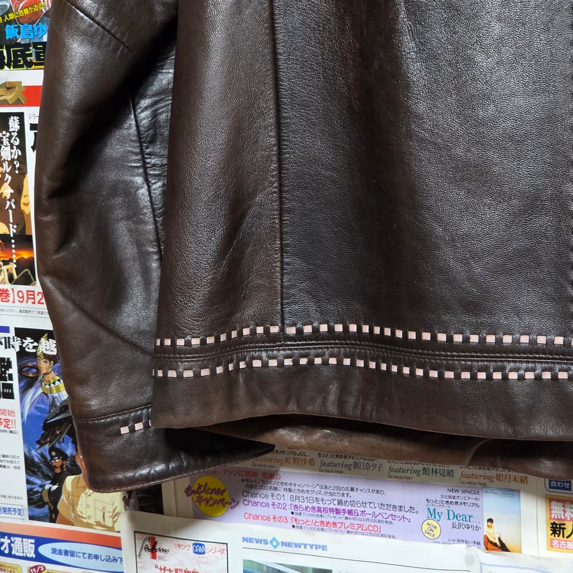 빈티지 브라운 핑크 스티치 웨스턴 양가죽 자켓 상품이미지8