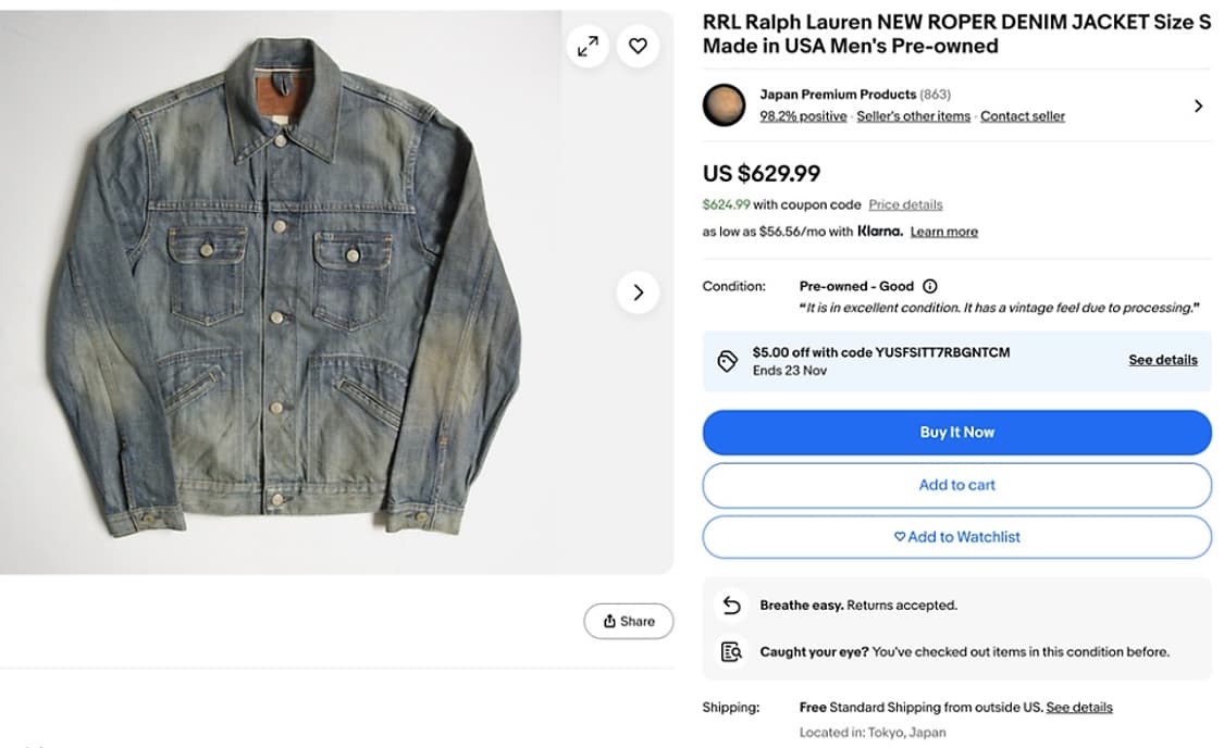 RRL 더블알엘 로퍼 데님자켓 상품이미지10