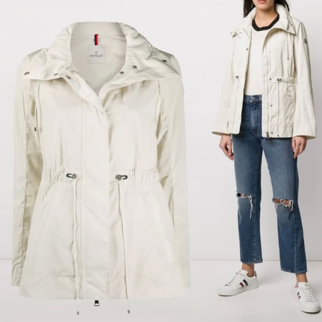 [S+급/2] 몽클레어 오크레 여성 후드 바람막이 자켓 아이보리 상품이미지10