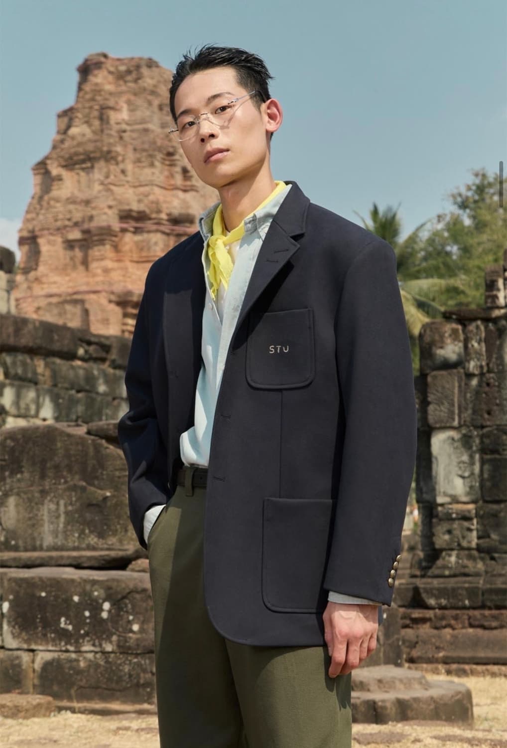 (STU) 3버튼 울 캐시미어 핸드 스티치 블레이저 네이비 상품이미지6