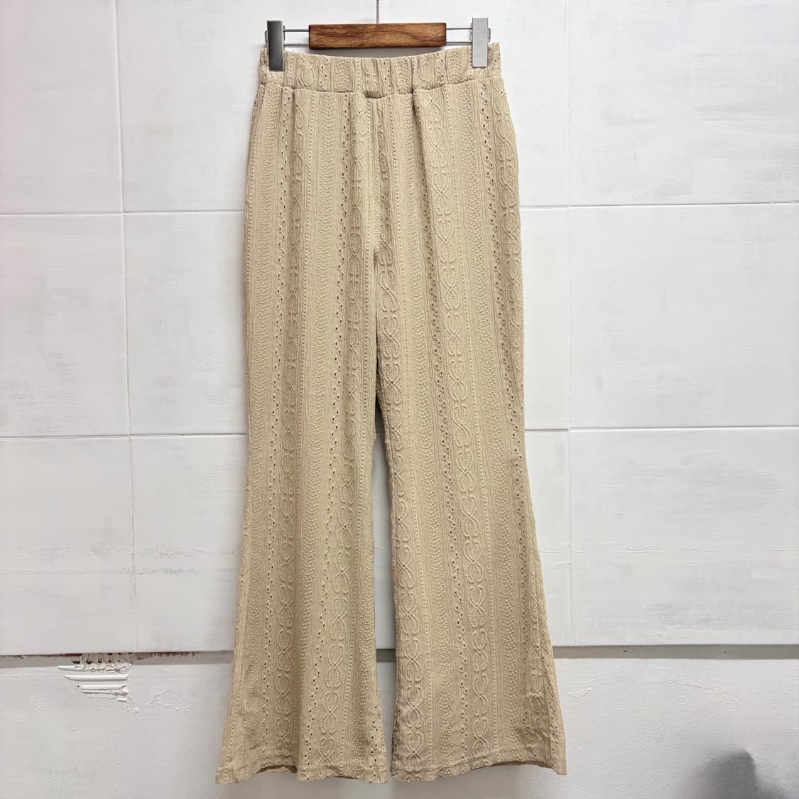 베이지 펀칭 레이어드 밴딩 부츠컷 팬츠 L JPN 상품이미지1