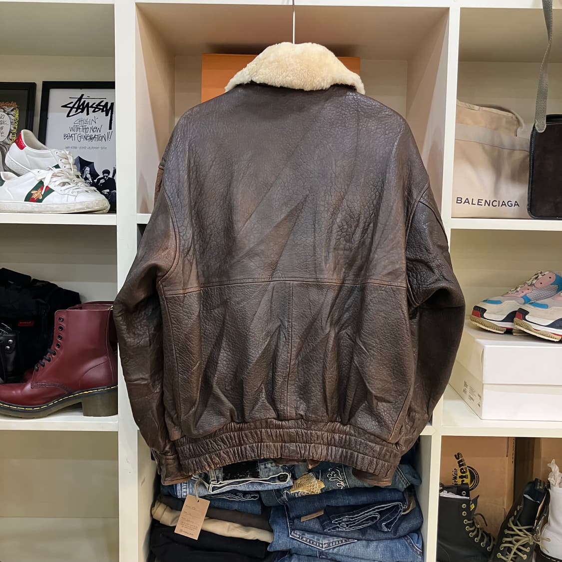 VTG 빈티지 브라운 무스탕 레더 자켓 L 상품이미지3