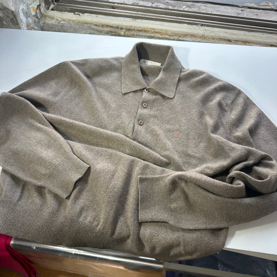 L 100 카운테스마라 딥베이지 루즈핏 캐시미어100% 카라넥니트 상품이미지2