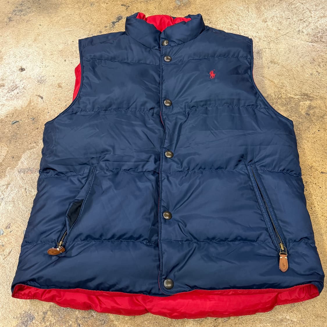 폴로 랄프로렌 양면 리버시블 레드 네이비 패딩 조끼  상품이미지2