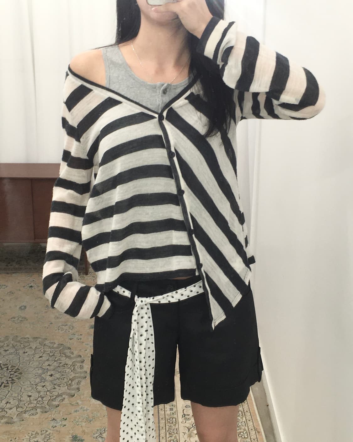 시스루 단가라 언발 가디건 상품이미지4