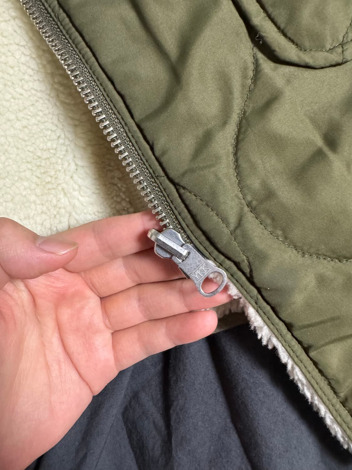 레이빔즈 보아 리버시블 퀄팅 자켓 (카키, 0사이즈) 상품이미지5