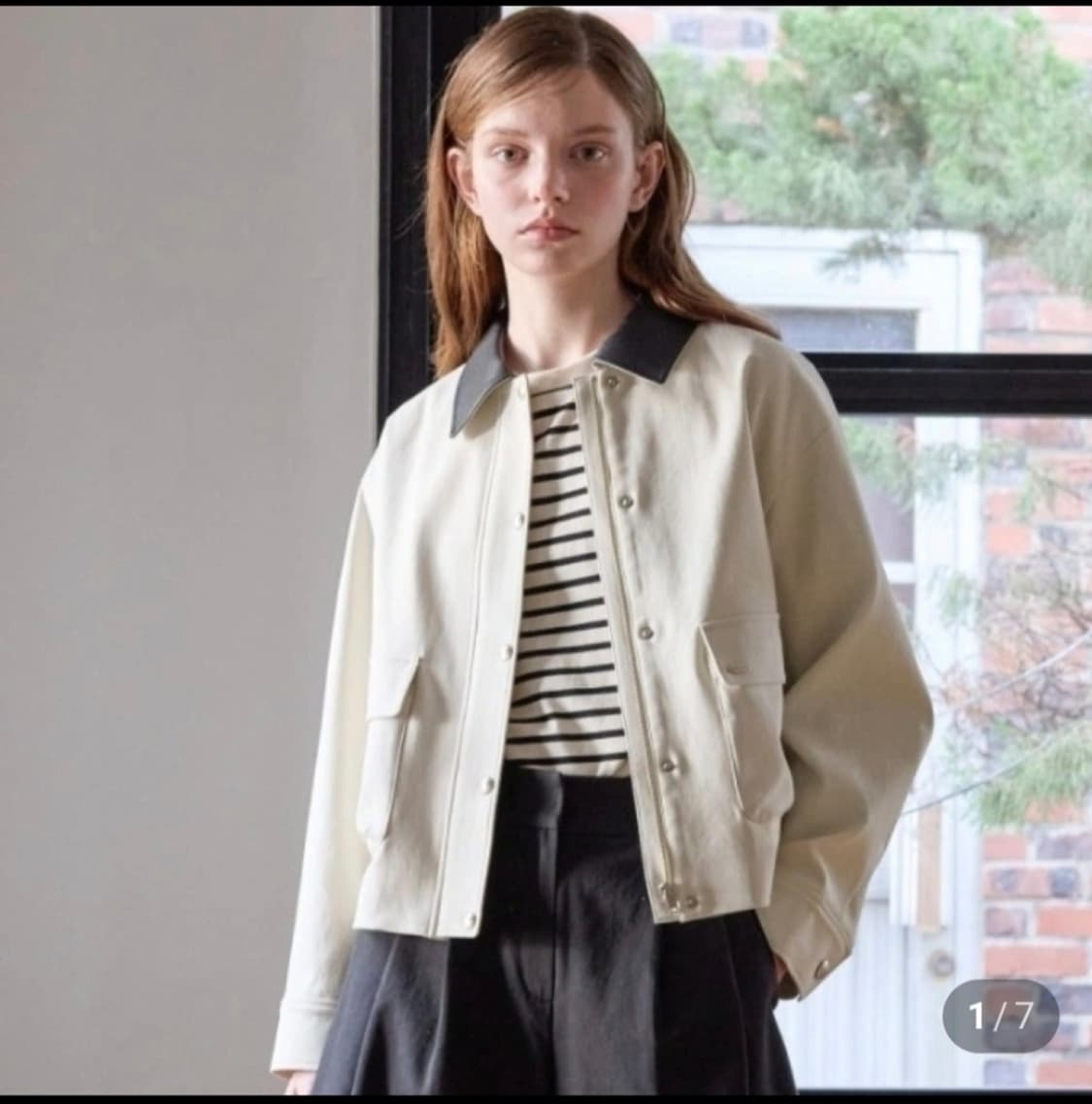 올리브데올리브 배색 카라 크롭 점퍼 (0W5SM227) size2 상품이미지1