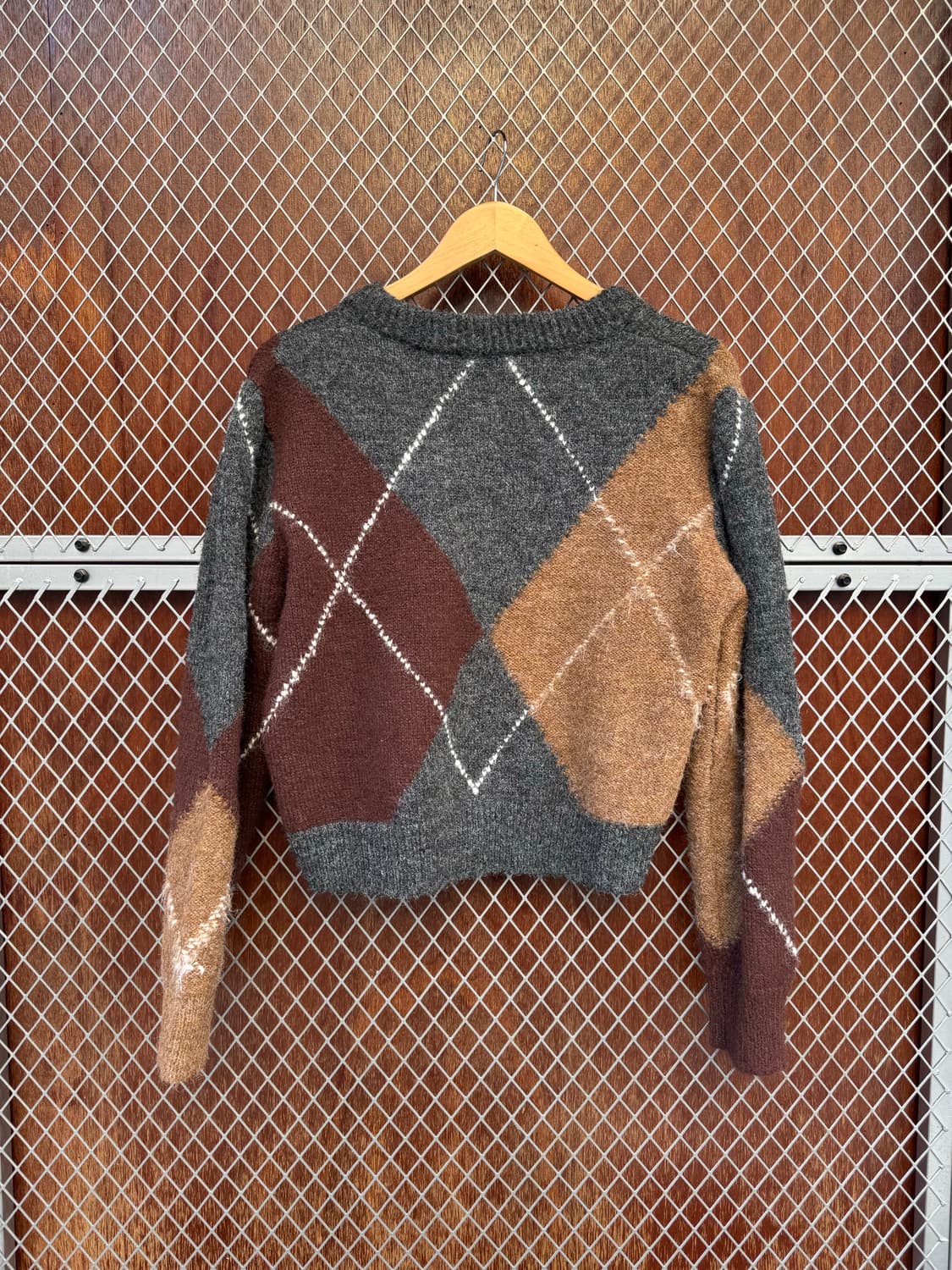 ZARA 자라 울 아가일 브이넥 니트 스웨터 S 상품이미지7