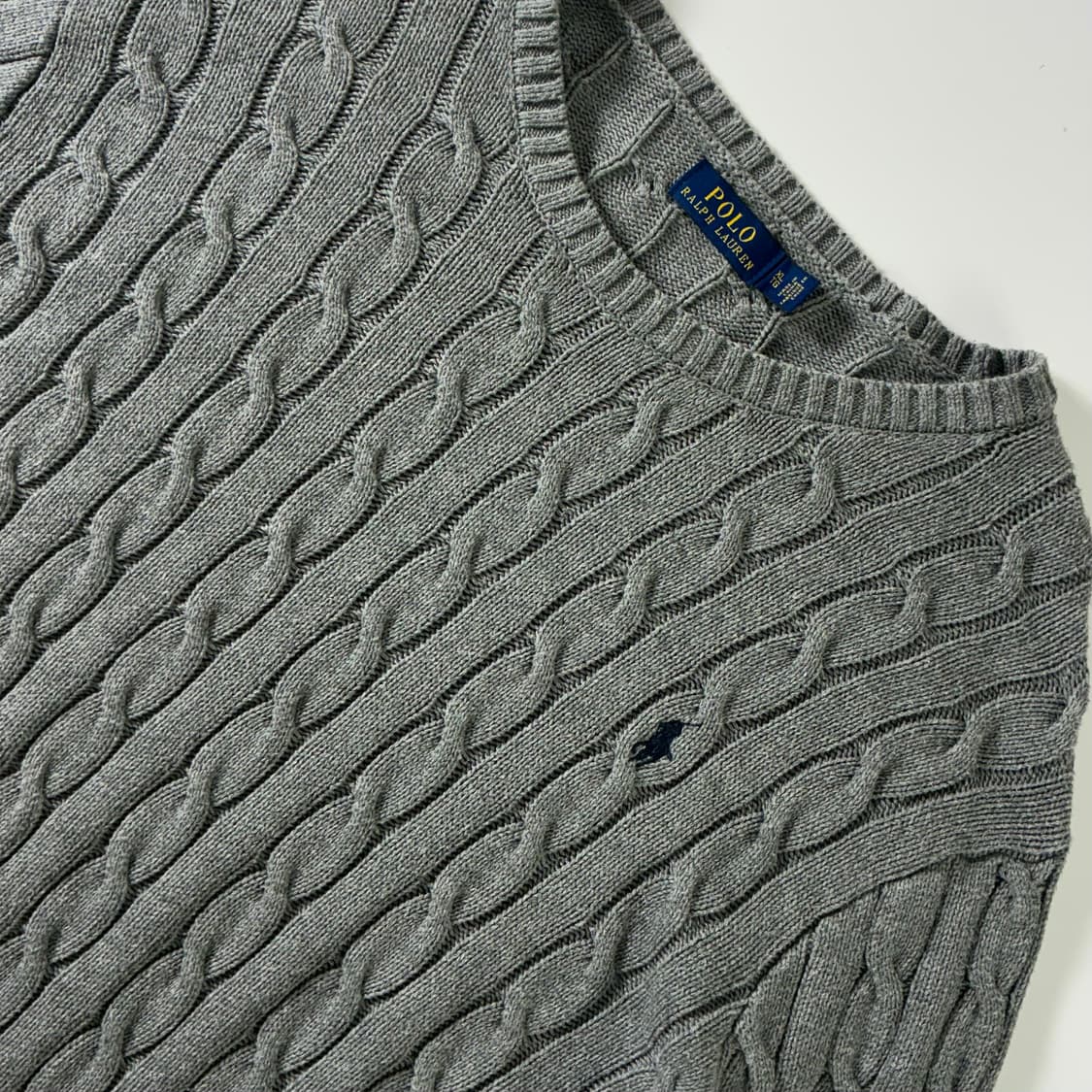 Polo  폴로 랄프로렌 자수 코튼 그레이 꽈배기 니트  상품이미지3