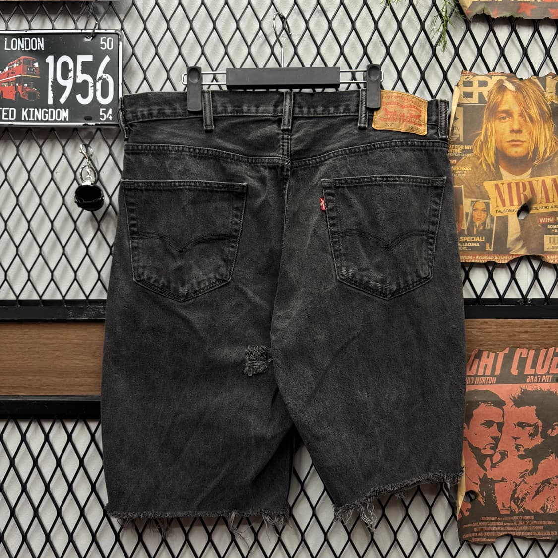 리바이스 550 데님 반바지 전면 포켓 커스텀 패치 포인트 흑청 상품이미지2