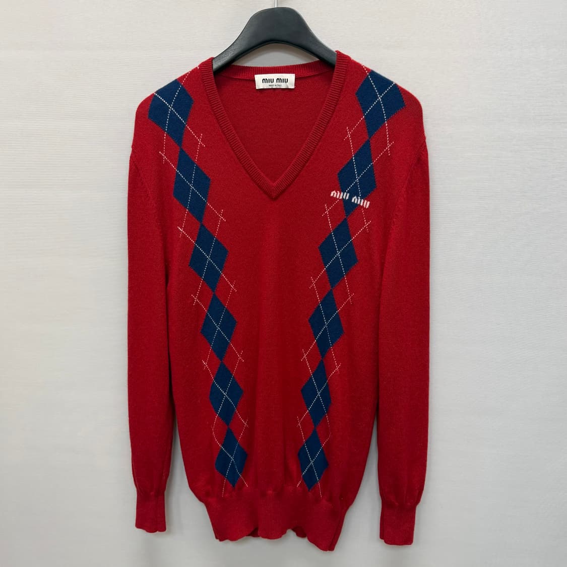 미우미우 로고 아가일 캐시미어 니트 ( 44 55 ) 상품이미지3