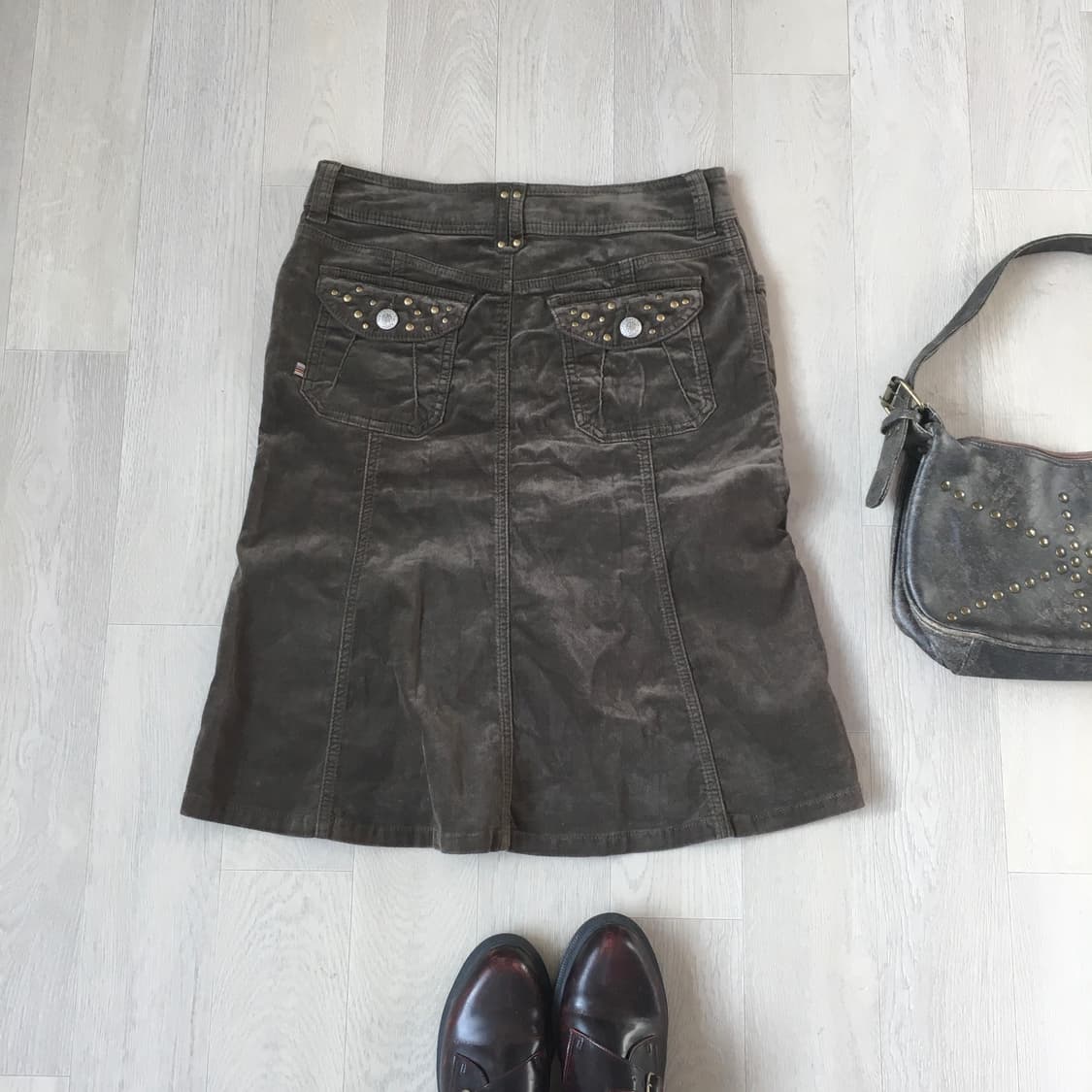 jpn vintage brown stud pocket cargo midi 상품이미지1