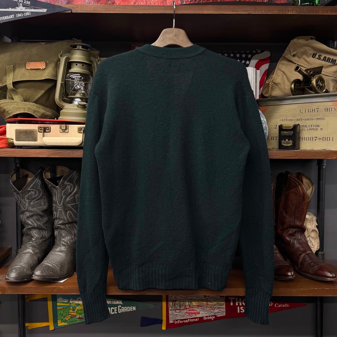 80s 폴로 랄프로렌 버건디 스몰 포니 로고 울 니트 가디건 N36 상품이미지2