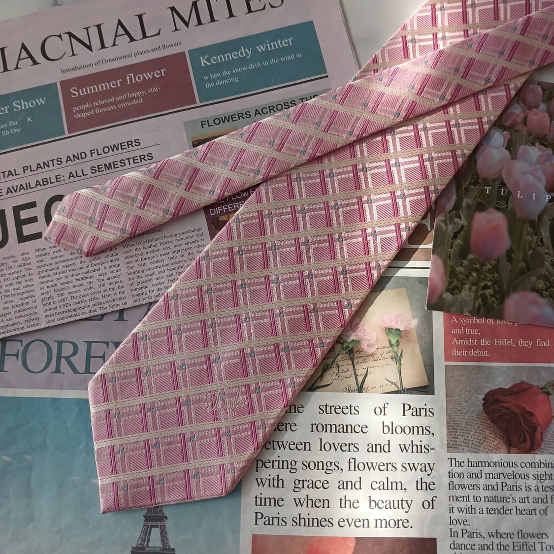 닥스 실크 핑크 체크 패턴 넥타이 9.5cm A+등급 A18989
 상품이미지3