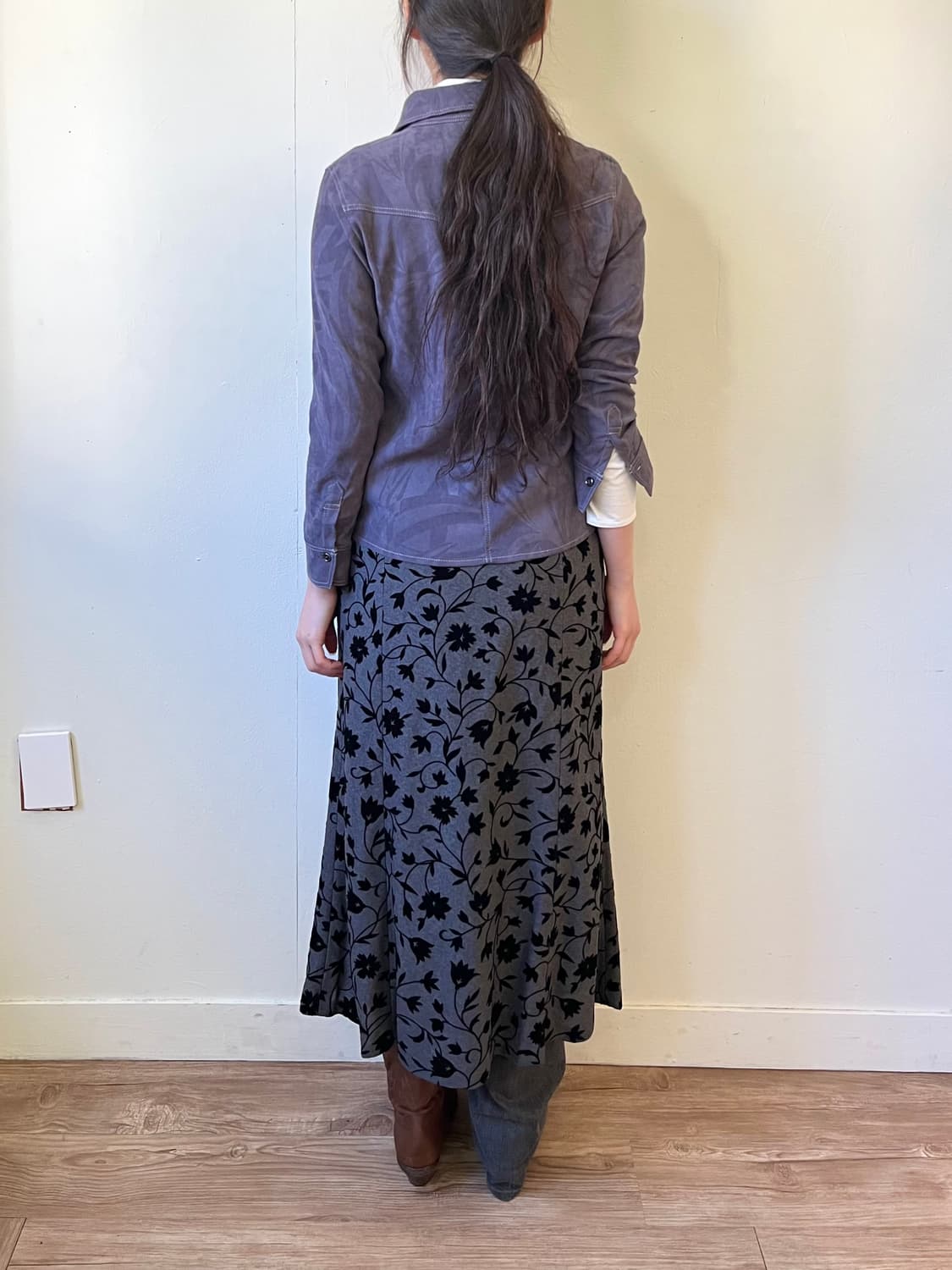 SlowLife 퍼플그레이 아트플라워 셔츠 상품이미지10