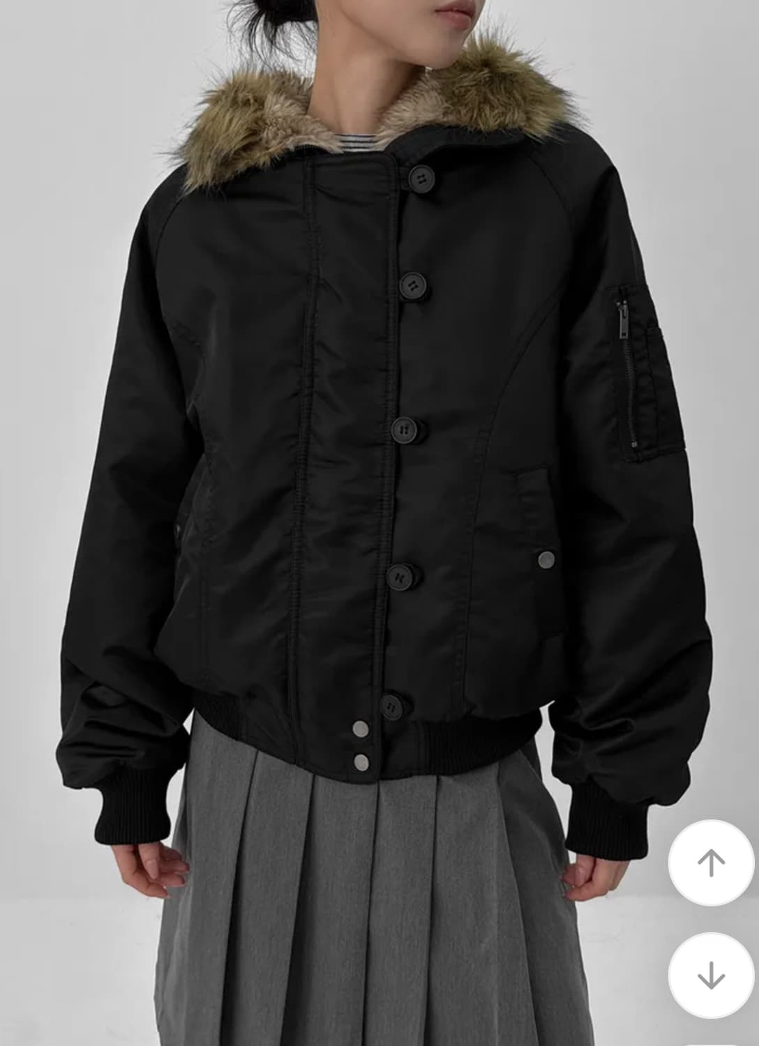 블랙업 누닐 퍼트리밍 후드 점퍼 블랙 팔아요 상품이미지2