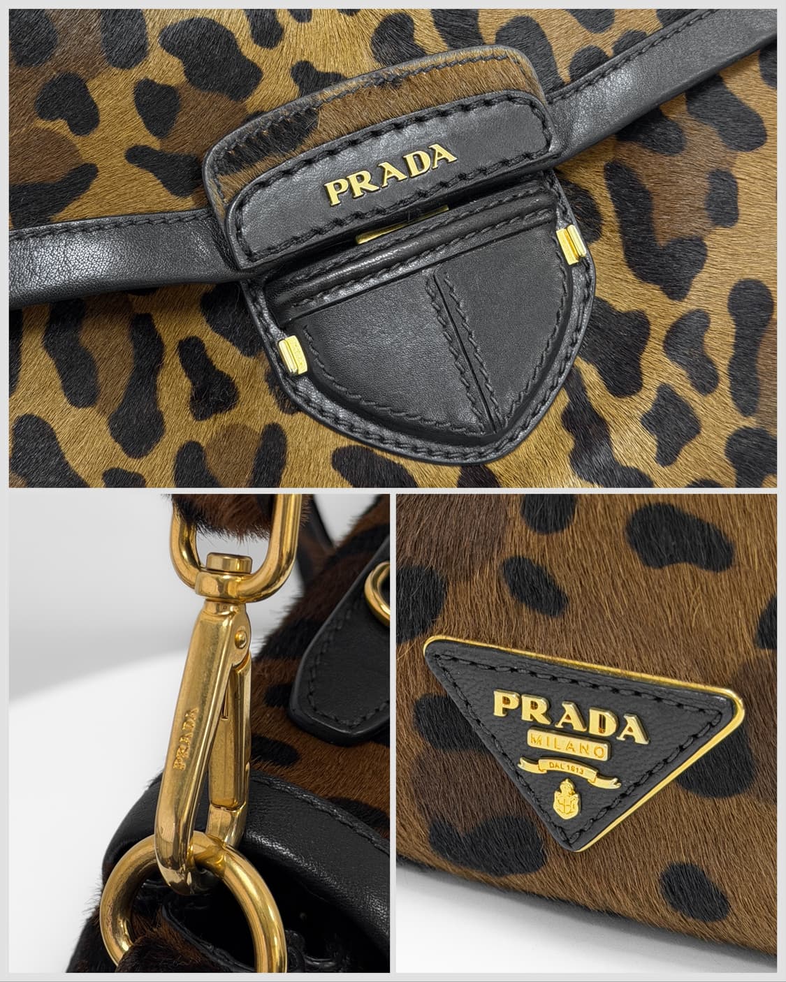 프라다 카프 헤어 레오파드 탑 핸들 상품이미지10