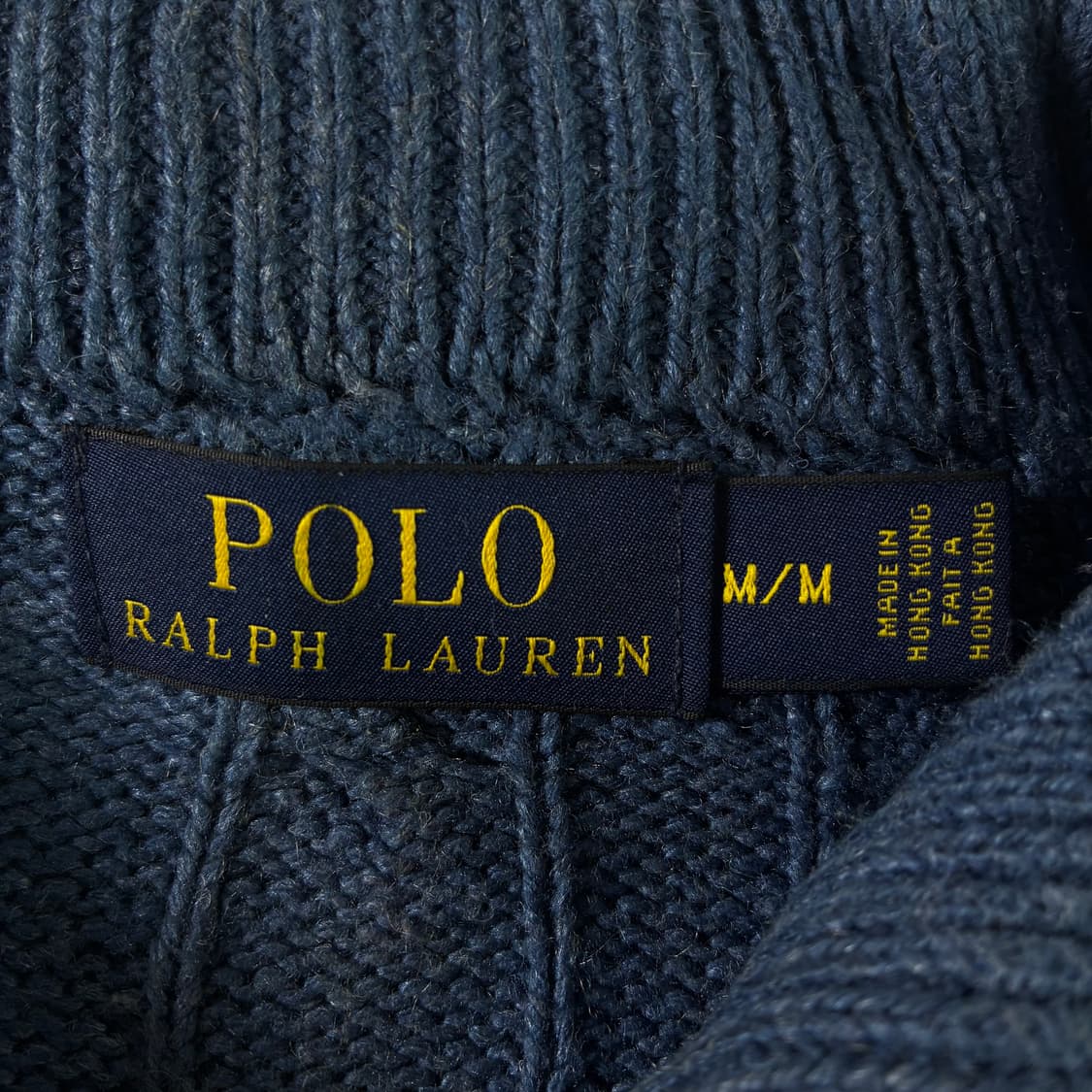 Polo  폴로 랄프로렌 자수 실크 블루 꽈배기 반집업 니트  상품이미지5