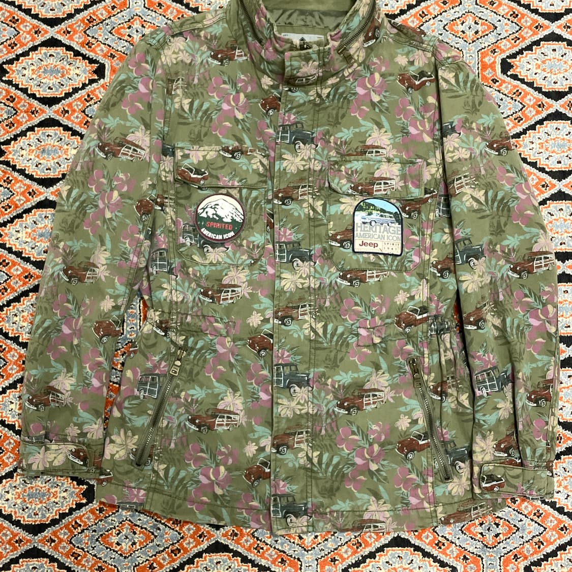 지프 플라워 프린팅 카키 숏 야상자켓 여성S 상품이미지3