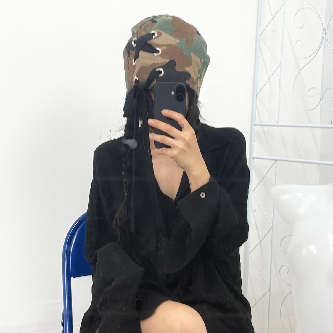 카모 블랙 래이스 아일렛 비니  상품이미지4