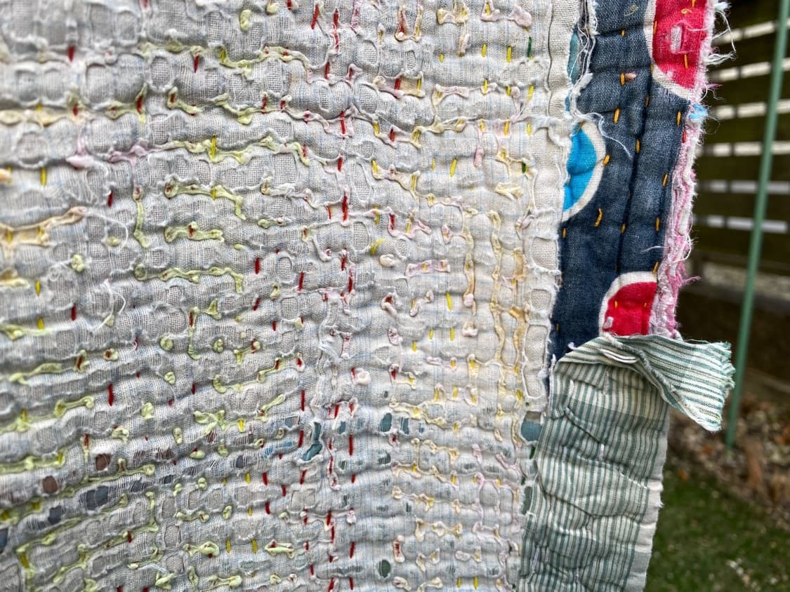 빈티지 칸타 퀼트 러그 블랭킷 인도 퀼트 보로 사시코 상품이미지8