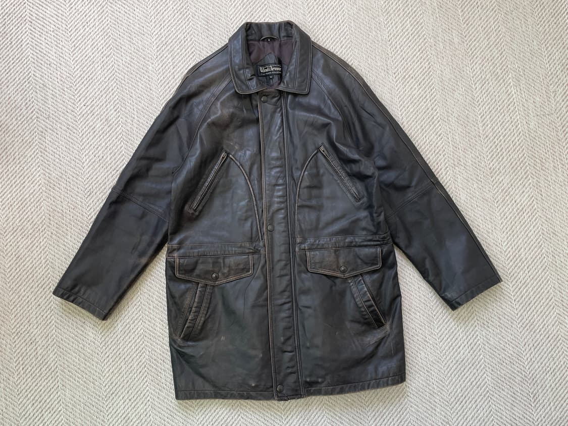 빈티지 양가죽 브라운 에이징 카 코트 상품이미지2