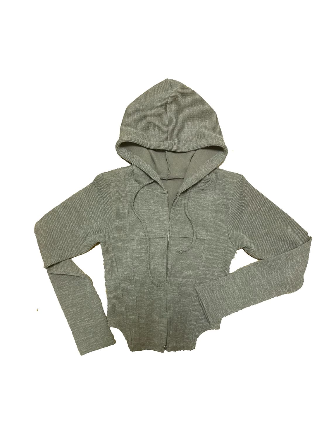 카키 골지 크롭 후드집업 상품이미지1