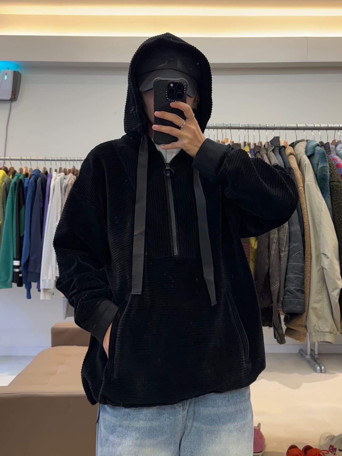 솔리드옴므 코듀로이 반집업 후드티 상품이미지5