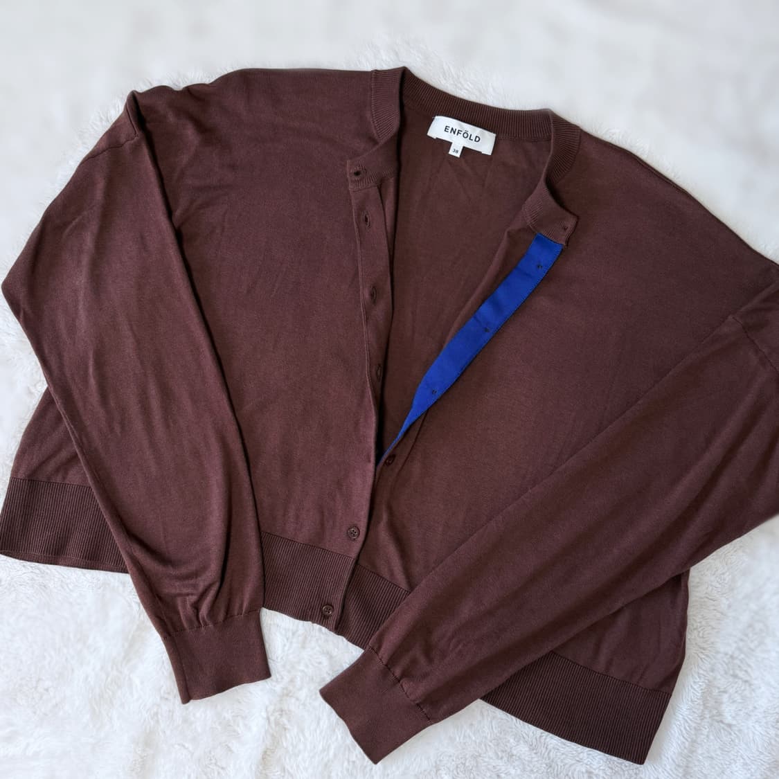 Enfold 엔폴드 초코 블루 실크 코튼 가디건 상품이미지2