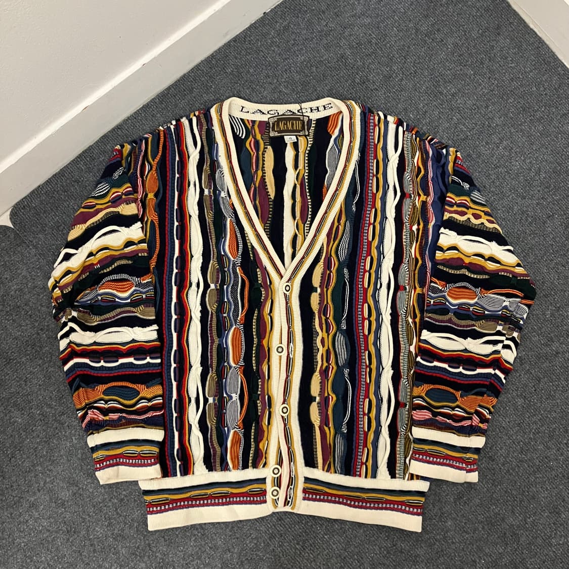 N126 lagache 빈티지 꽈배기 케이블 니트 가디건 쿠지st 상품이미지1