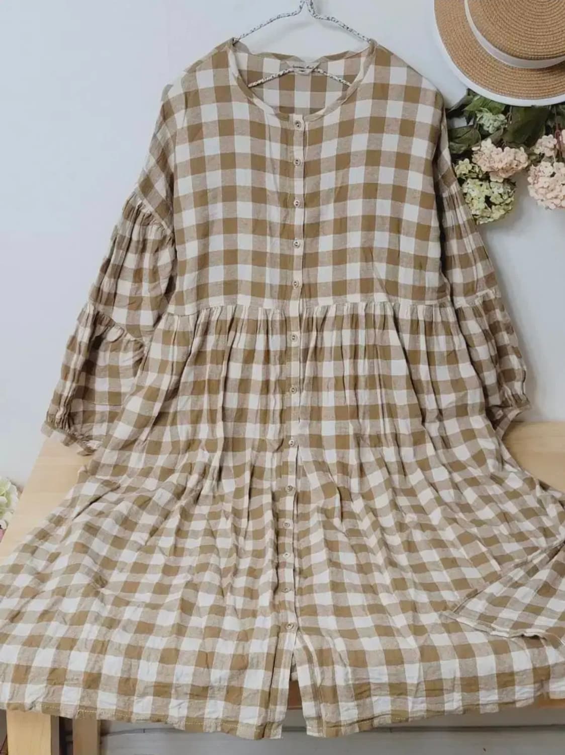 일본빈티지 samansa mos2 체크 원피스 모리걸 베이비돌 상품이미지3
