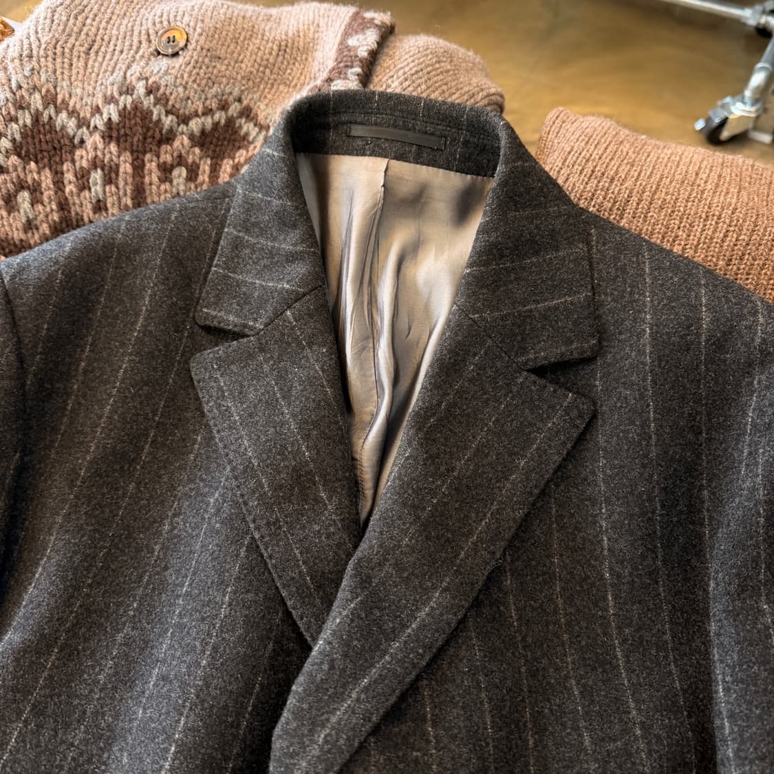 휴고 보스 스트라우스 블랙 스트라이프 버진울 오버핏 코트 XXL XL 상품이미지3