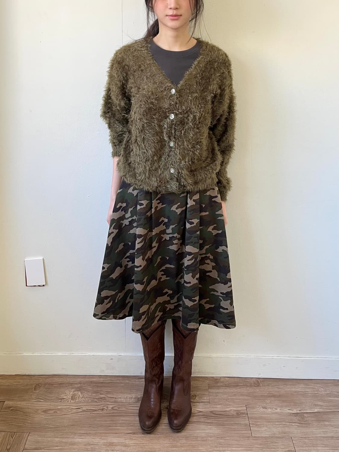 BEAMS 올리브 퍼 가디건 상품이미지7