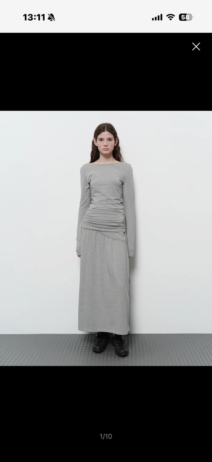 다이애그널 BACKLESS LONG DRESS (melange grey) 상품이미지1