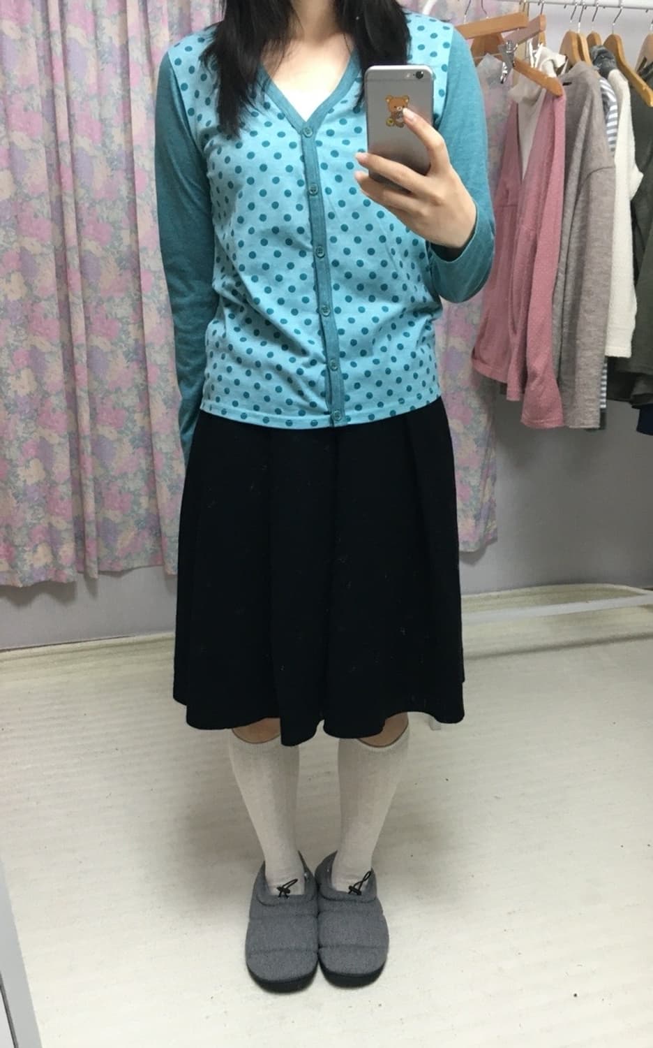 블랙 울 미디 스커트 상품이미지3