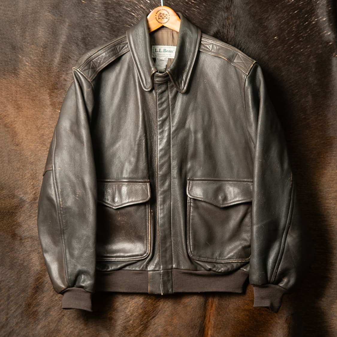 [110] 80s~ L.L.BEAN A-2 레더 플라이트 자켓 브라운 상품이미지1