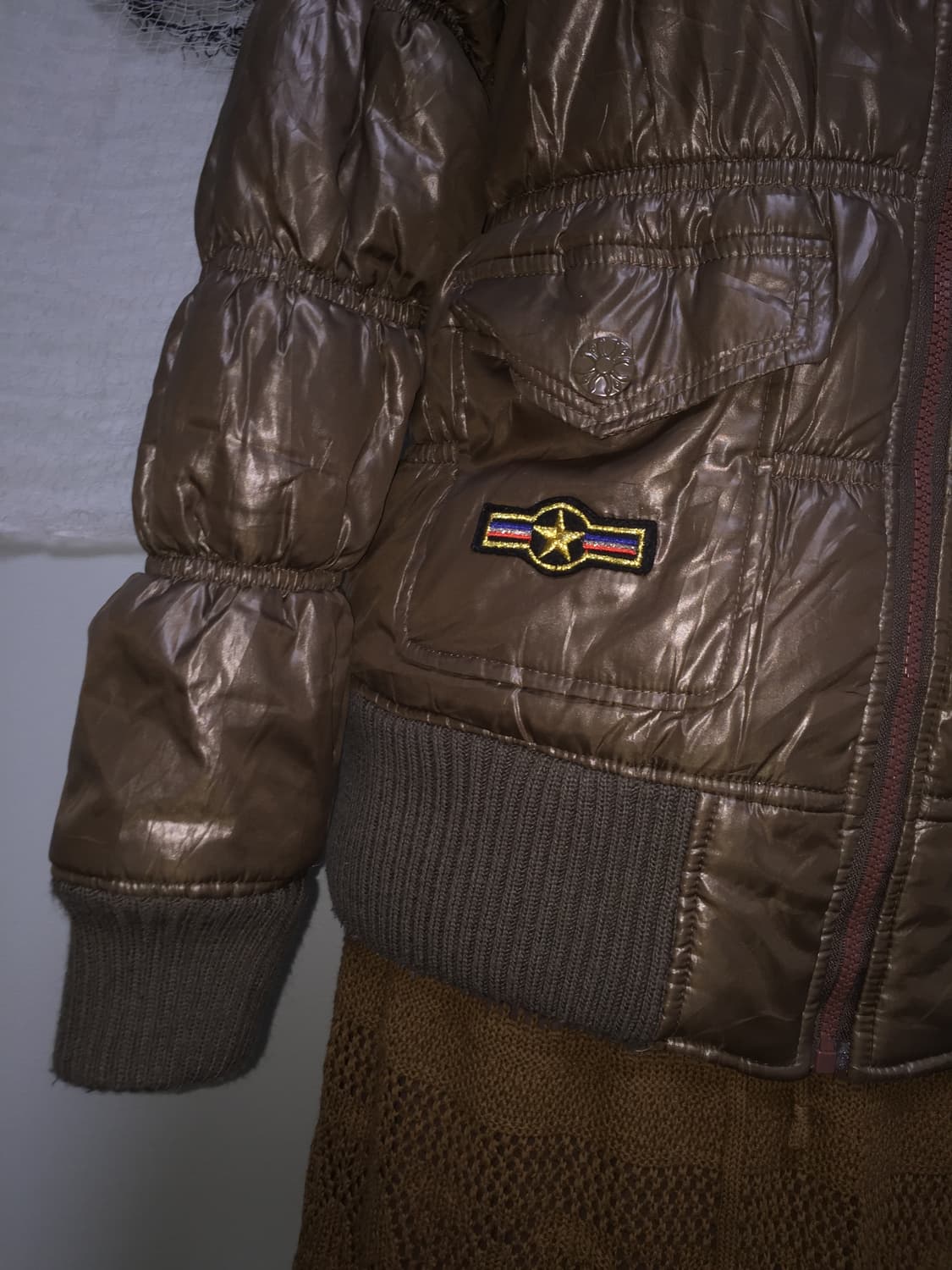 CASSE y2k khaki embroider slim padding 상품이미지5