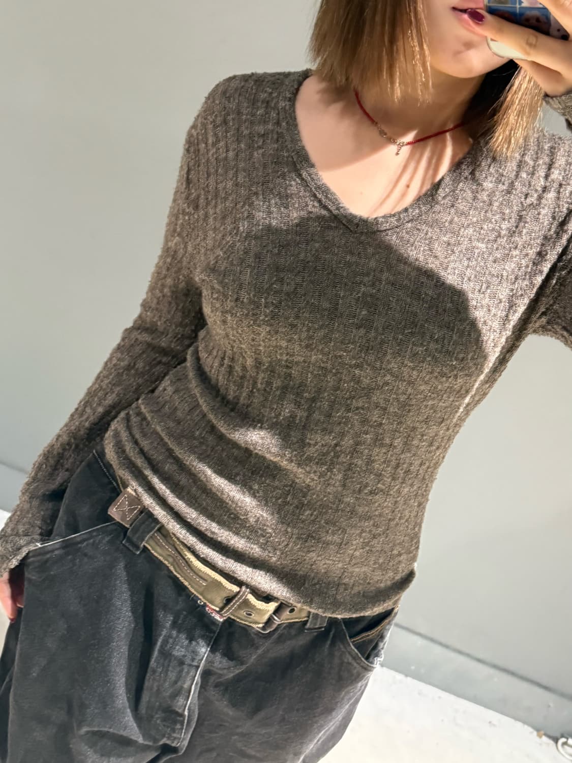 NO ID v-neck knit sleeve  상품이미지3