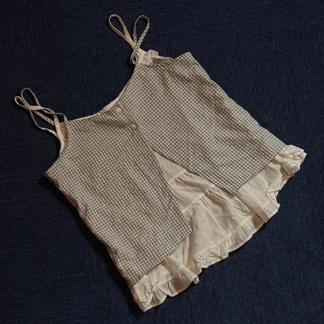 모리걸체크 패턴 끈나시 상품이미지1