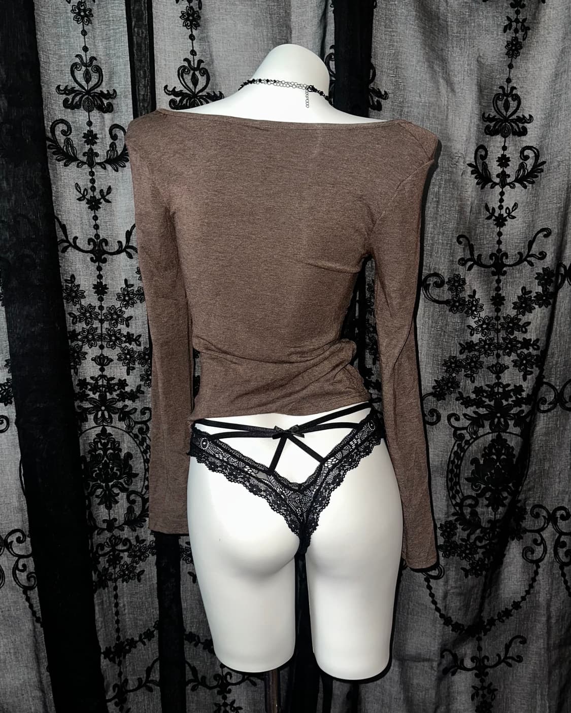 Brown Ruched Long Sleeve Top 상품이미지3