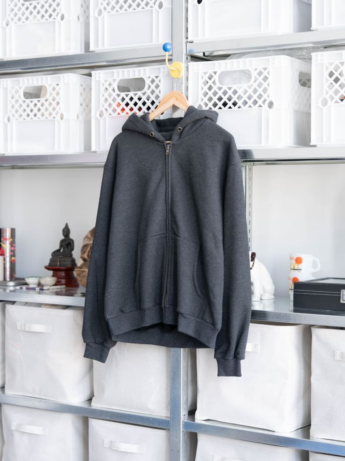 에브리원 everyworn 라이트 풀 집 후디 멜란지 블랙 3사이즈 상품이미지1