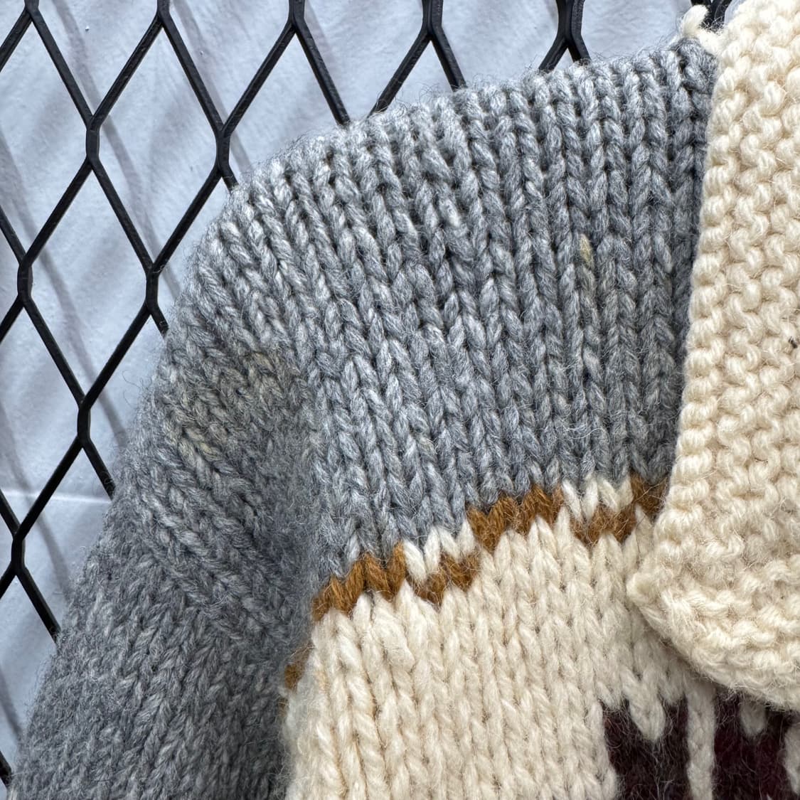 00s JPN VINTAGE 사슴 코위찬 니트 집업 자켓 아이보리 상품이미지8