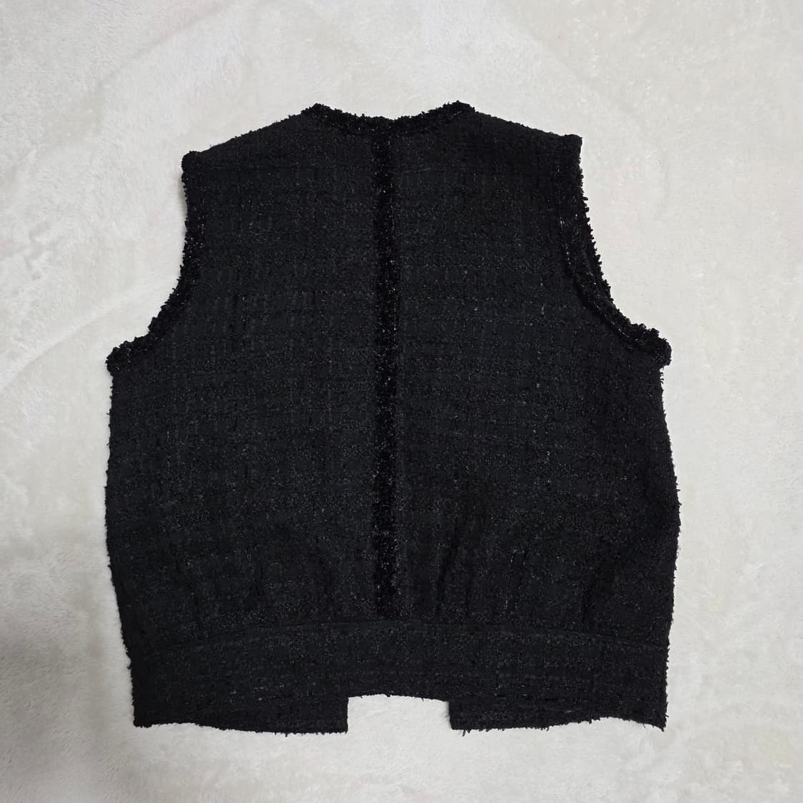 (F)여성 보에띠 뒷셔링 금장단추 트위드 베스트  상품이미지3